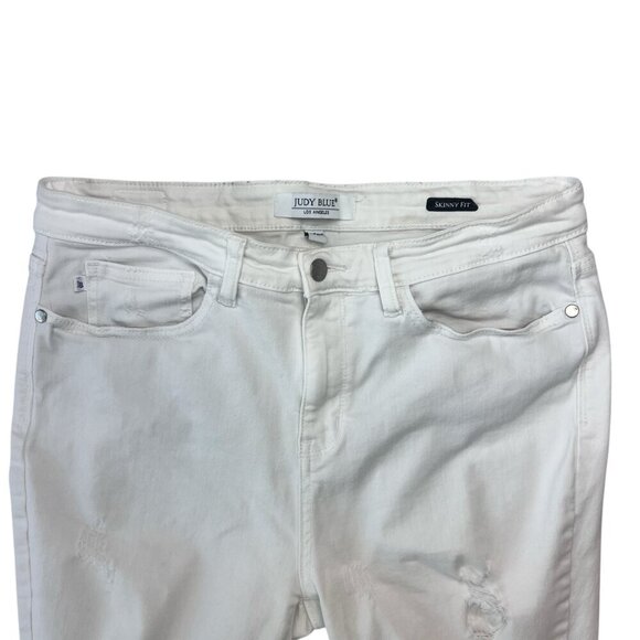 Judy Blue White Womens Skinny Distressed Jean Size 13/30 - Picture 4 of 12